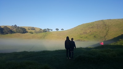 Fog in the crater of Mangere Mountain